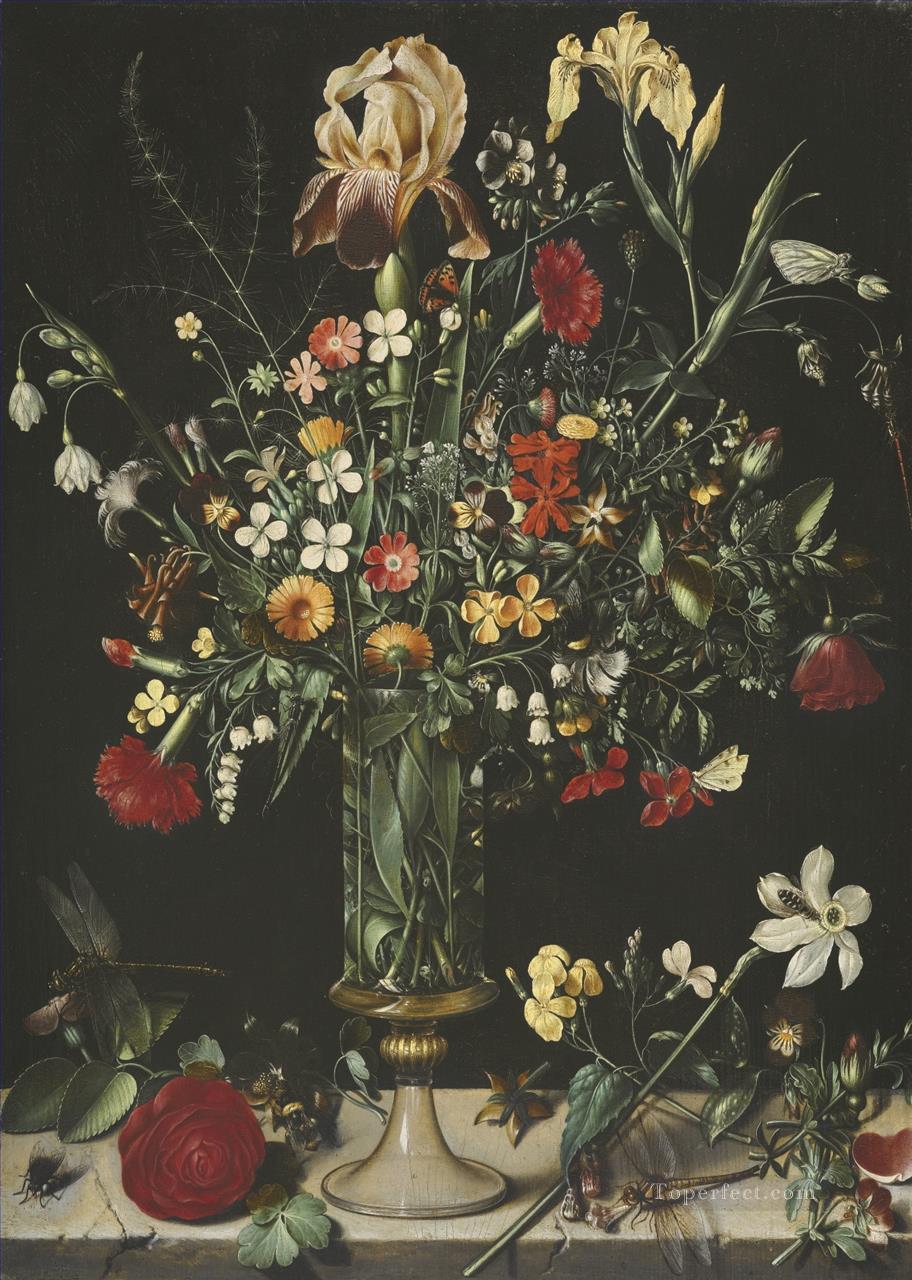 アイリス ナルシシ スズラン カーネーションなどの花の静物画油絵